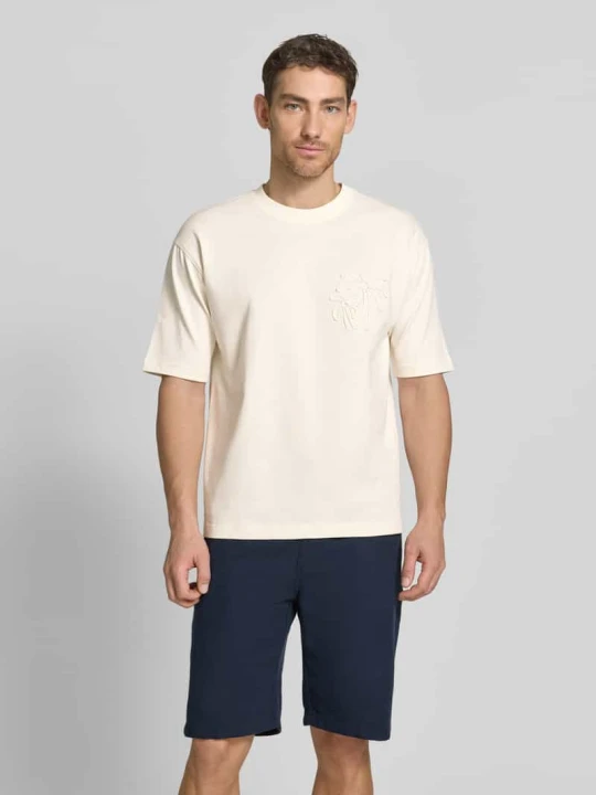 Zdjęcie produktu t-shirt z bawełny ekologicznej z haftem Jake*s Écru