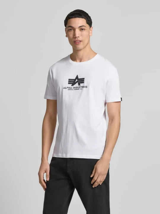 Zdjęcie produktu t-shirt z bawełny model 'BASIC' Alpha Industries Biały