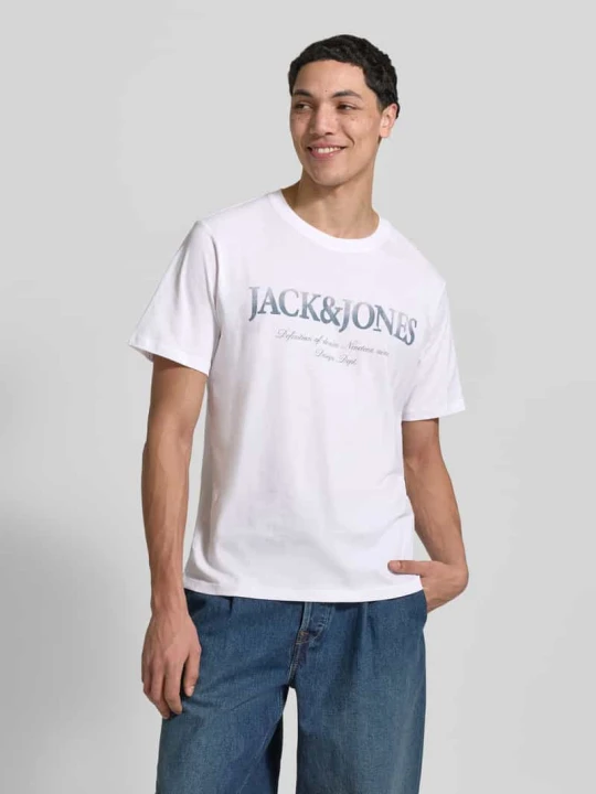 Zdjęcie produktu t-shirt z bawełny model 'DEVIN' Jack&Jones Biały