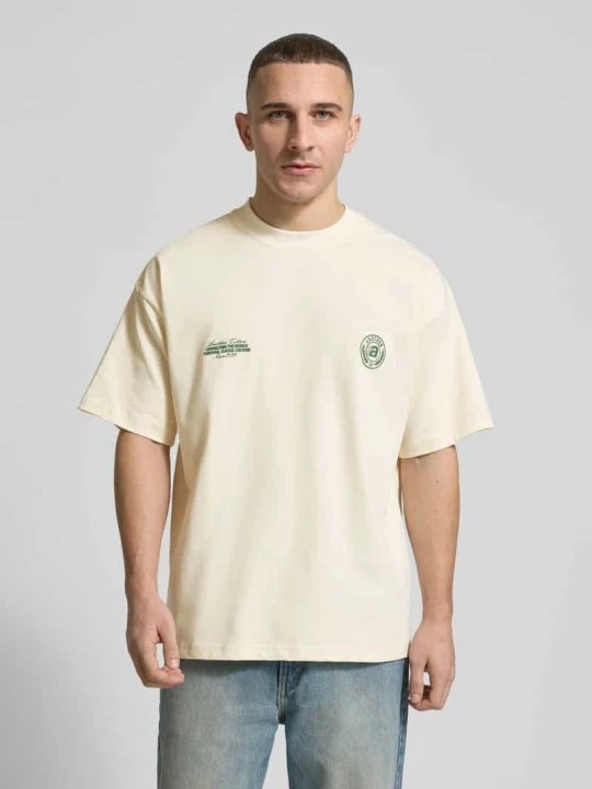 Zdjęcie produktu T-shirt z bawełny model 'Sunday Miles' Another Cotton Lab Złamany biały