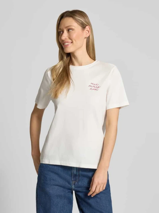 Zdjęcie produktu T-shirt z bawełny model 'SYBILLA' Vila Biały