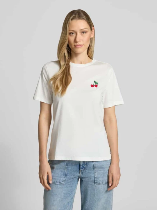 Zdjęcie produktu T-shirt z bawełny model 'SYBILLA' Vila Biały