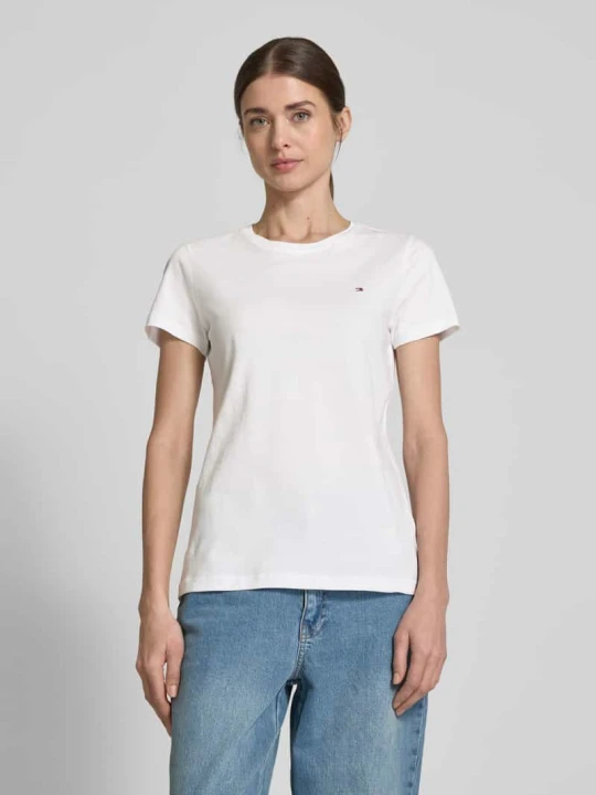 Zdjęcie produktu T-shirt z bawełny organicznej z wyhaftowanym logo Tommy Hilfiger Biały
