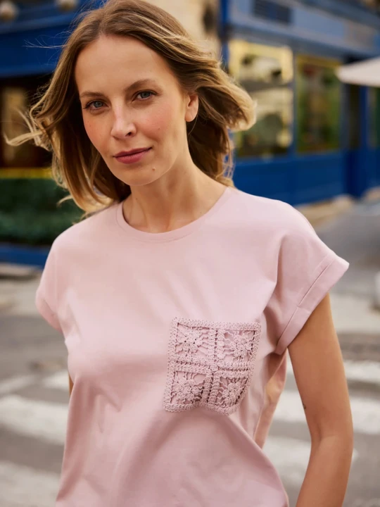 Zdjęcie produktu T-shirt z bawełny różowy Moodo