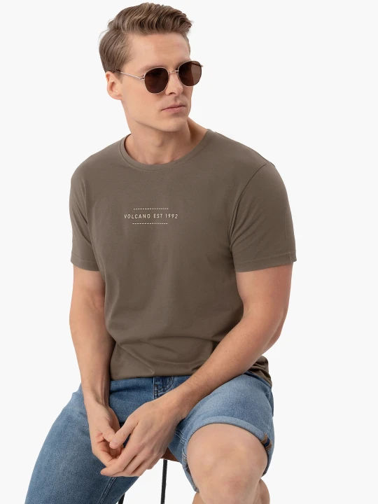 Zdjęcie produktu T-shirt z bawełny T-QUARTZ Volcano Brązowy