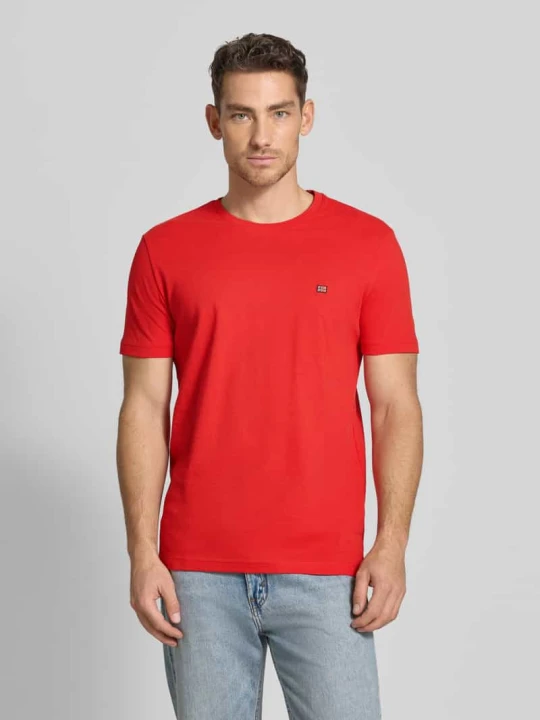 Zdjęcie produktu t-shirt z bawełny z okrągłym dekoltem Christian Berg Czerwony