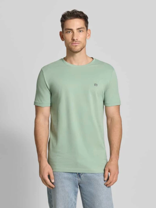 Zdjęcie produktu t-shirt z bawełny z okrągłym dekoltem Christian Berg Oliwkowy