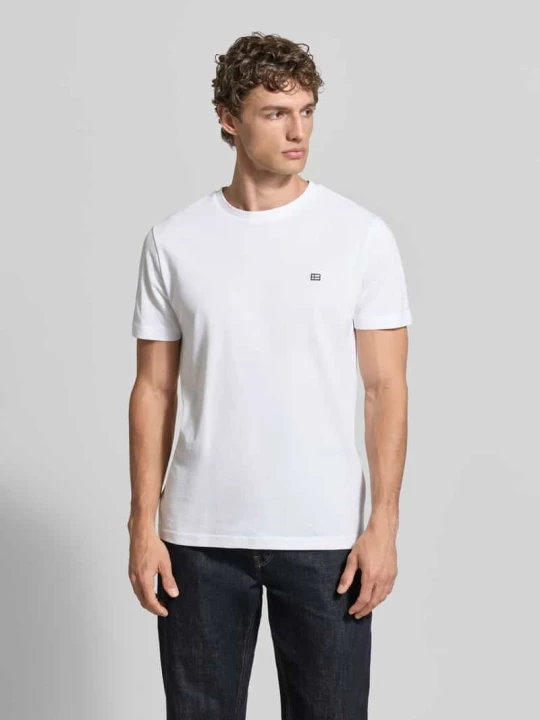 Zdjęcie produktu t-shirt z bawełny z okrągłym dekoltem Christian Berg Biały