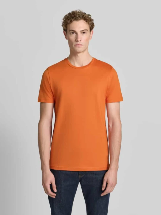 Zdjęcie produktu t-shirt z bawełny z okrągłym dekoltem Christian Berg Pomarańczowy