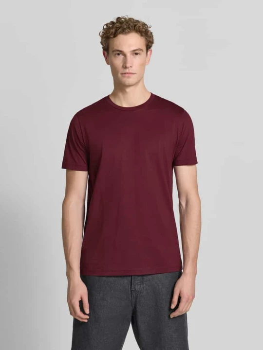 Zdjęcie produktu t-shirt z bawełny z okrągłym dekoltem Christian Berg Bordowy