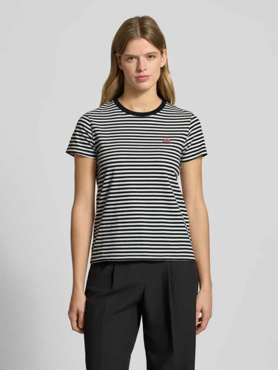 Zdjęcie produktu T-shirt z bawełny ze wzorem w paski Levi's Czarny