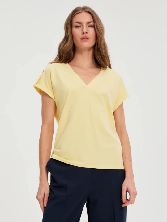 Zdjęcie produktu T-shirt z bawełny żółty Moodo