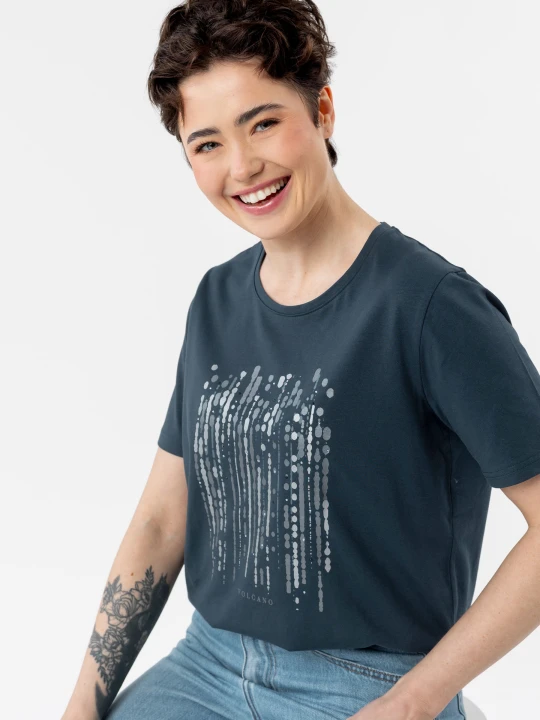 Zdjęcie produktu T-shirt z błyszczącym nadrukiem T-SEAR Volcano Granatowy