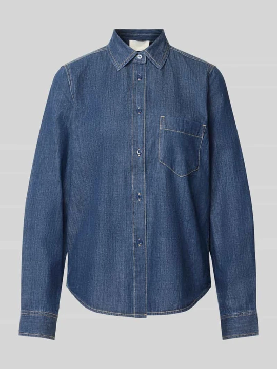 Zdjęcie produktu T-shirt z brustaszą model 'DarkDenimShirt' Juvia Ciemnoniebieski