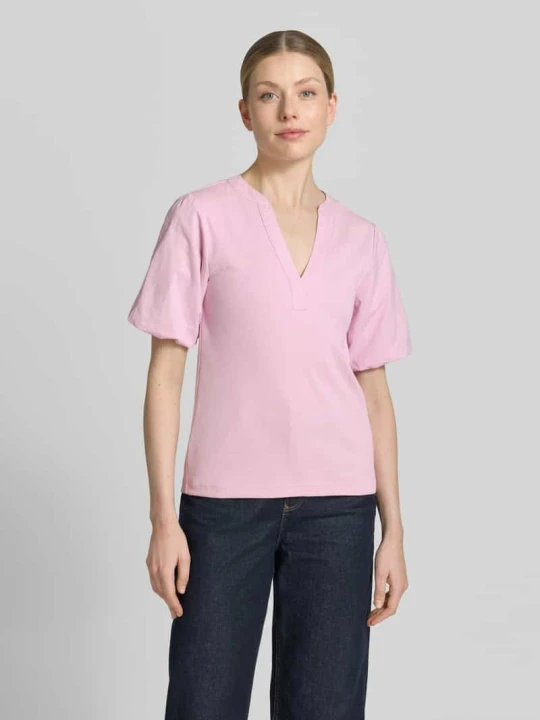 Zdjęcie produktu t-shirt z bufiastymi rękawami model 'Jada' MOS MOSH Jasnoróżowy