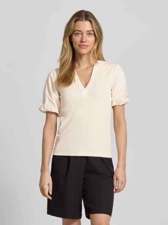 Zdjęcie produktu t-shirt z bufiastymi rękawami model 'Jada' MOS MOSH Złamany biały