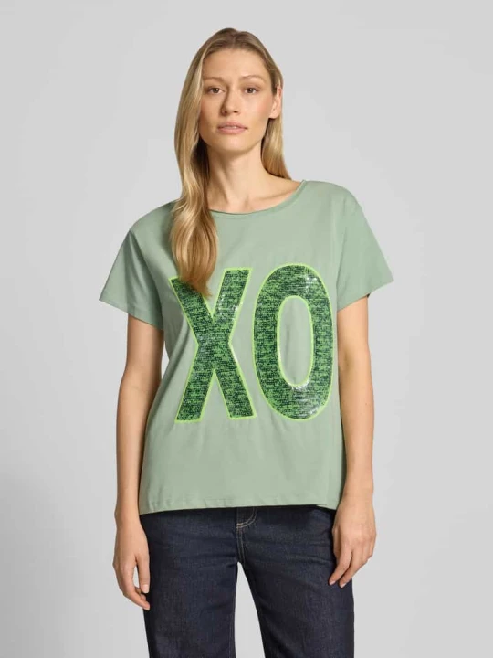 Zdjęcie produktu t-shirt z cekinowym obszyciem Miss Goodlife Limonkowy
