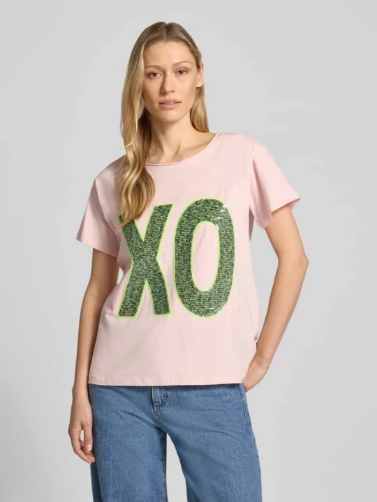 Zdjęcie produktu t-shirt z cekinowym obszyciem Miss Goodlife Jasnoróżowy