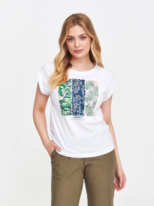 Zdjęcie produktu T-shirt z ciekawym nadrukiem TOP SECRET Biały