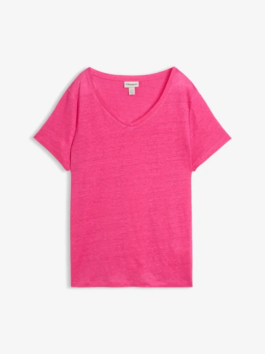 Zdjęcie produktu T-shirt z czystego lnu BonPrix różowy