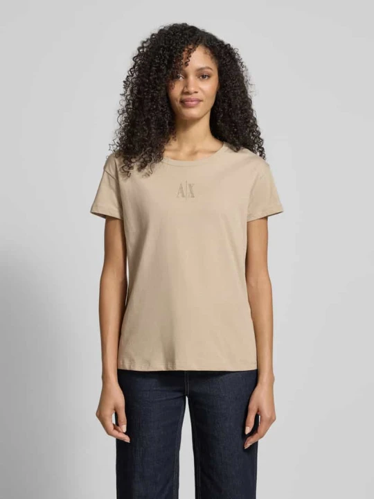 Zdjęcie produktu T-shirt z czystej Bawełny Armani Exchange Piaskowy