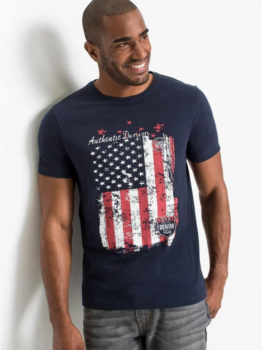 Zdjęcie produktu T-shirt z czystej bawełny BonPrix niebieski