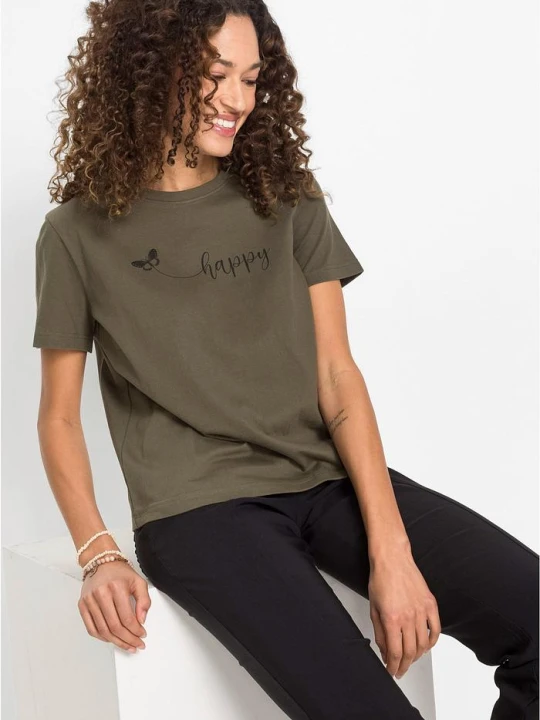 Zdjęcie produktu T-shirt z czystej bawełny BonPrix zielony