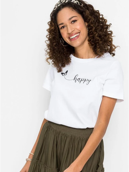 Zdjęcie produktu T-shirt z czystej bawełny BonPrix biały