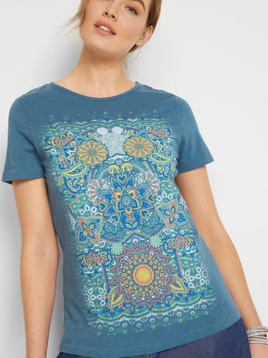 Zdjęcie produktu T-shirt z czystej bawełny BonPrix niebieski