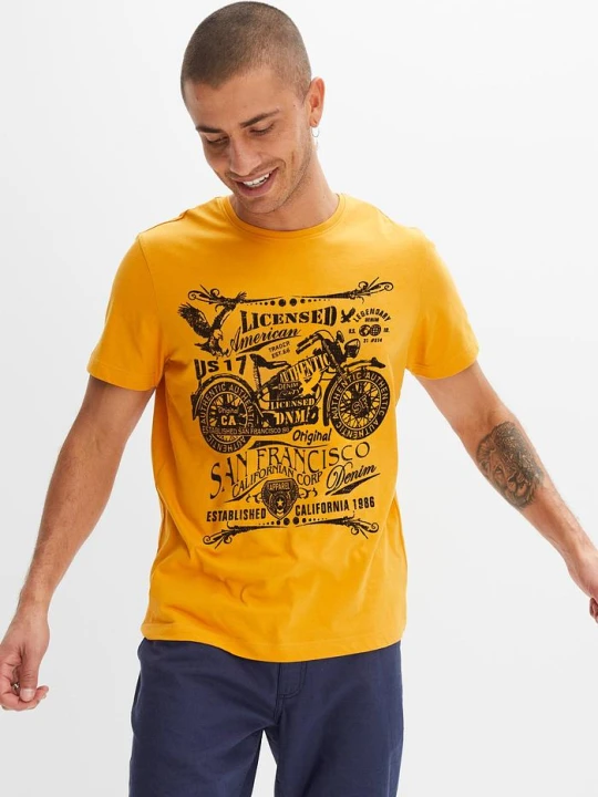Zdjęcie produktu T-shirt z czystej bawełny BonPrix pomarańczowy