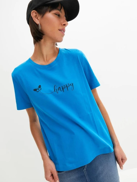 Zdjęcie produktu T-shirt z czystej bawełny BonPrix niebieski