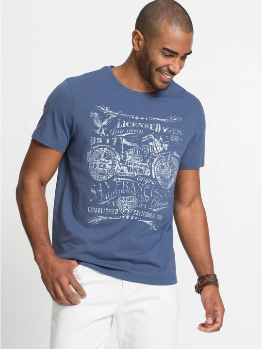 Zdjęcie produktu T-shirt z czystej bawełny BonPrix niebieski