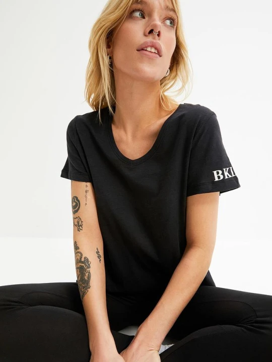 Zdjęcie produktu T-shirt z czystej bawełny BonPrix czarny