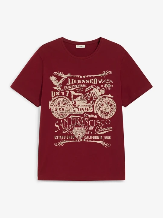 Zdjęcie produktu T-shirt z czystej bawełny BonPrix czerwony