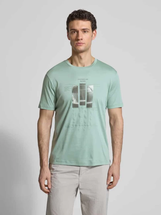 Zdjęcie produktu T-shirt z czystej bawełny, krój regular fit, model 'SPIRIT70' Boss Limonkowy