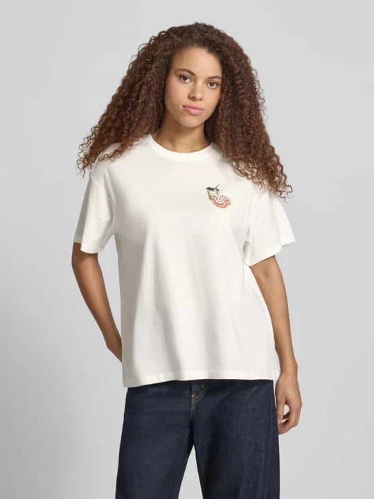 Zdjęcie produktu T-shirt z czystej bawełny, krój regular fit, model 'VIVVI' Only Biały
