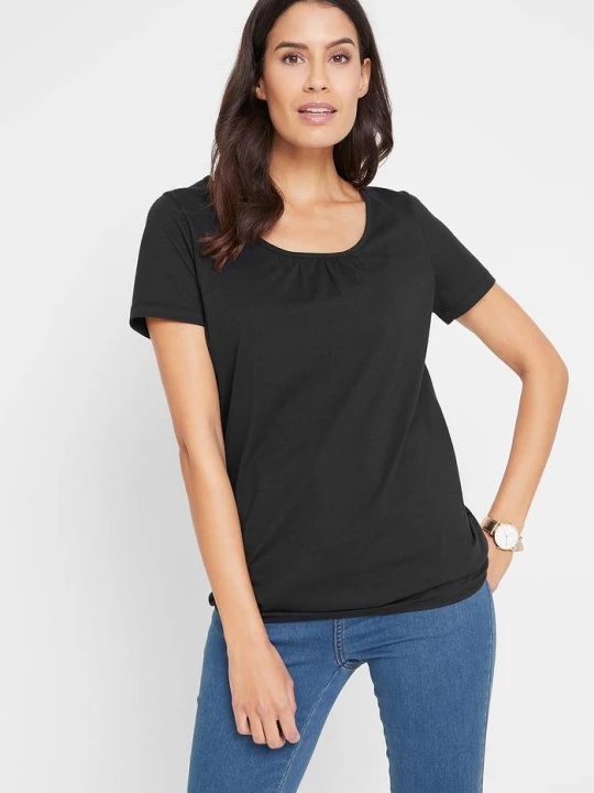 Zdjęcie produktu T-shirt z czystej bawełny, krótki rękaw BonPrix czarny