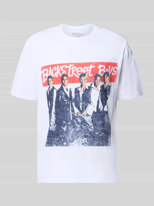 Zdjęcie produktu T-shirt z czystej bawełny o kroju regular fit Model 'Backstreet Boys' Mister Tee Biały