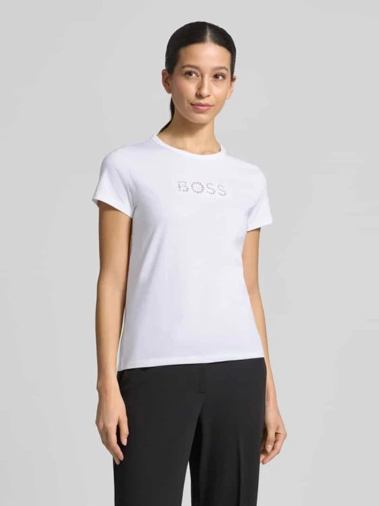 Zdjęcie produktu T-shirt z czystej bawełny o kroju regular fit model 'Eventsa11' Boss Biały