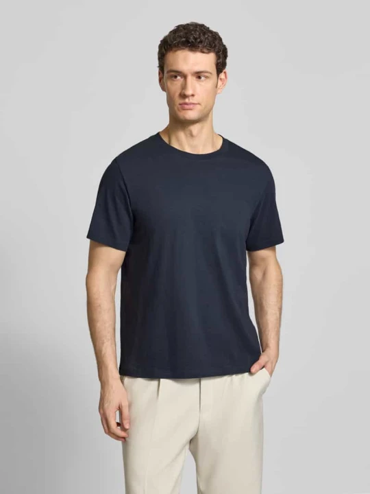 Zdjęcie produktu T-shirt z czystej bawełny o kroju regular fit model 'HASPEN' Selected Homme Granatowy