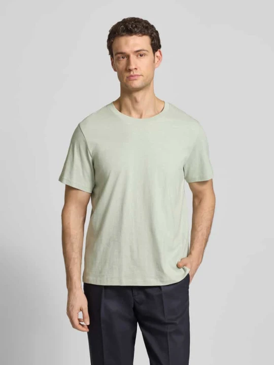 Zdjęcie produktu T-shirt z czystej bawełny o kroju regular fit model 'HASPEN' Selected Homme Limonkowy