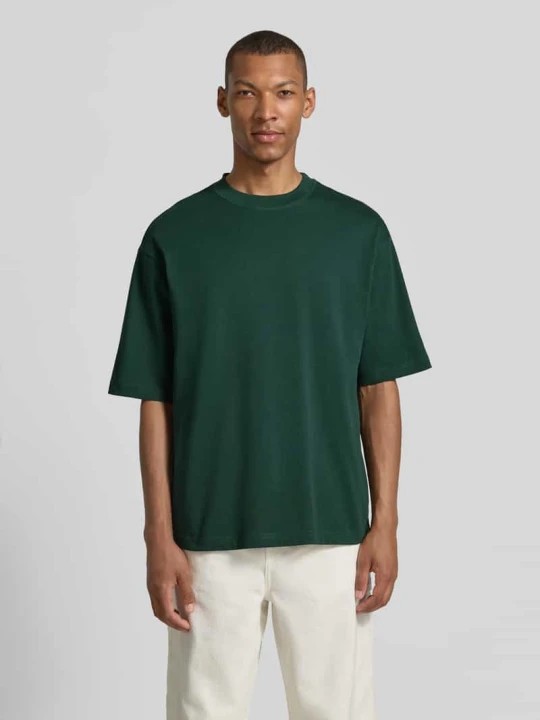 Zdjęcie produktu T-shirt z czystej bawełny o kroju regular fit model 'HASPEN' Selected Homme Ciemnozielony