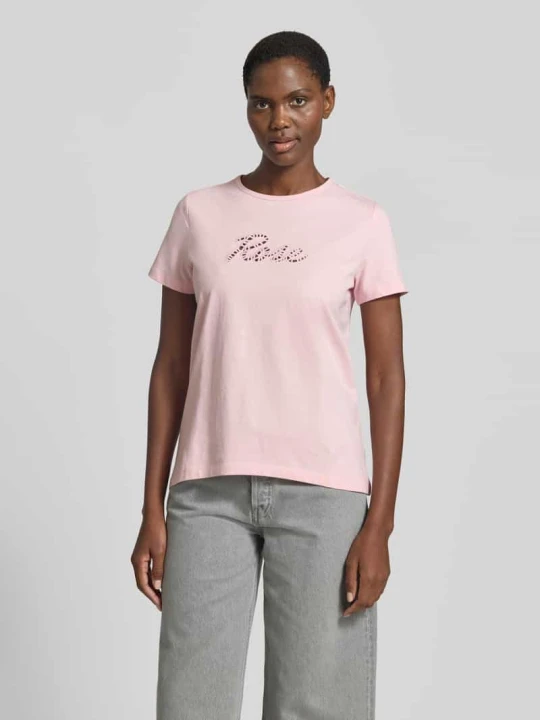 Zdjęcie produktu T-shirt z czystej bawełny o kroju regular fit model 'MIRANDA' Vero Moda Różowy