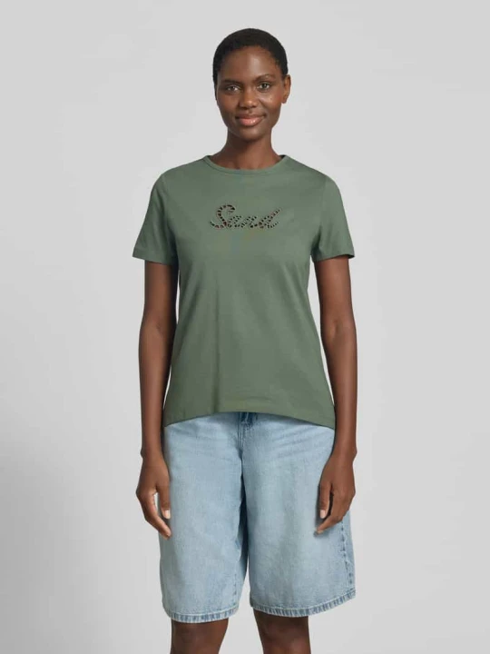 Zdjęcie produktu T-shirt z czystej bawełny o kroju regular fit model 'MIRANDA' Vero Moda Butelkowy zielony