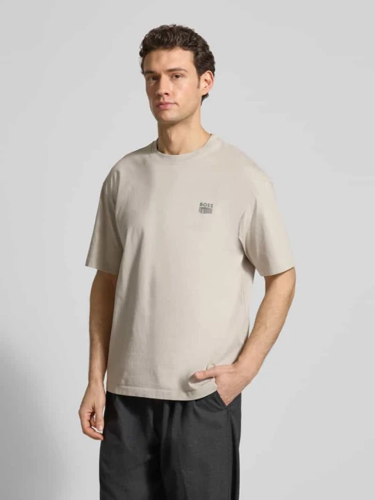 Zdjęcie produktu T-shirt z czystej bawełny o kroju regular fit model 'TE-BRUTALISM' Boss Piaskowy