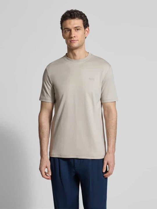 Zdjęcie produktu T-shirt z czystej bawełny o kroju regular fit model 'TE_INTERLOCK' Boss Piaskowy