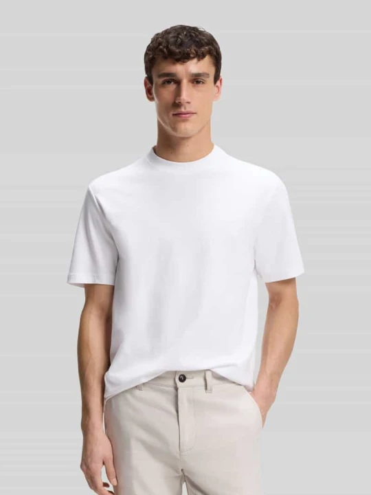 Zdjęcie produktu T-shirt z czystej bawełny o kroju regular fit model 'TE_INTERLOCK' Boss Biały