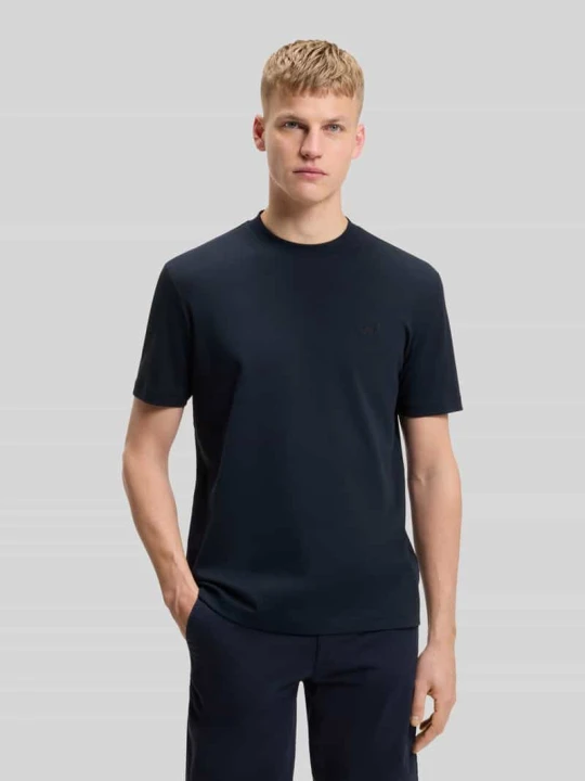 Zdjęcie produktu T-shirt z czystej bawełny o kroju regular fit model 'TE_INTERLOCK' Boss Granatowy