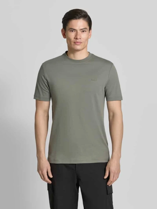 Zdjęcie produktu T-shirt z czystej bawełny o kroju regular fit model 'TE_INTERLOCK' Boss Oliwkowy