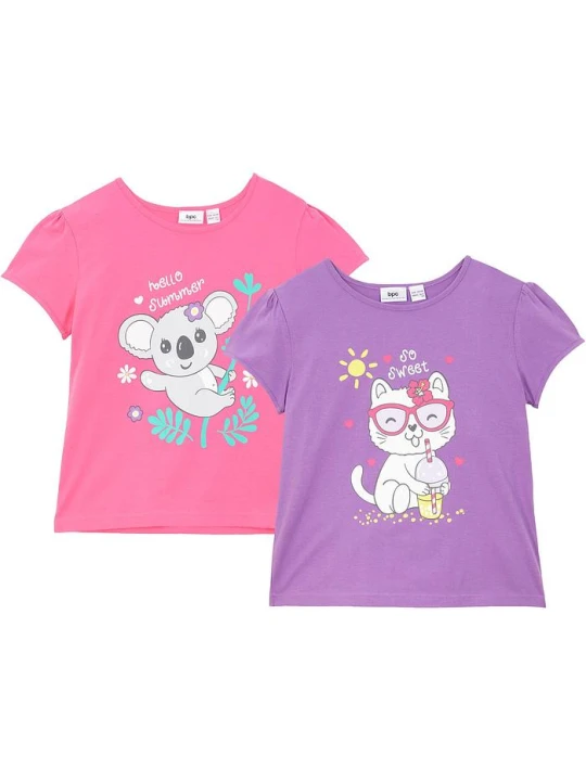 Zdjęcie produktu T-shirt z czystej bawełny organicznej (2 szt.) BonPrix fioletowy